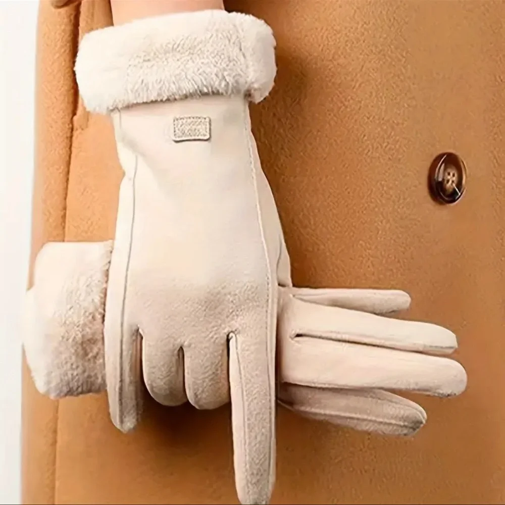 Gloves for Women, NEW, Beige Color, Faux Fur, NEW